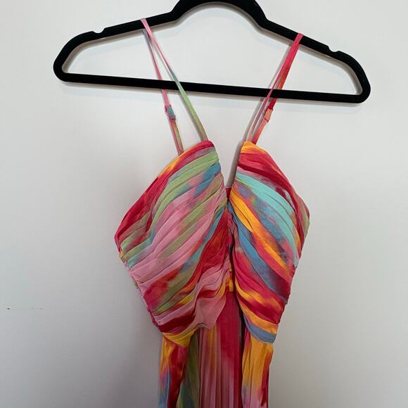 NWT Aqua Formal Multi Color Pleated Gown Size 6 - Picture 7 of 13